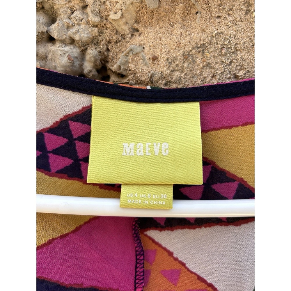 ANTHROPOLOGIE Maeve Colorful Geometric Print Mini Lucia Dress Summer Casual Sz 4 - Picture 4 of 4